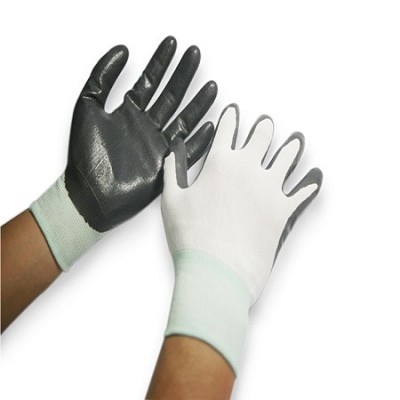 NAVI-Găng tay polyester phủ PU lòng (trắng-đen)